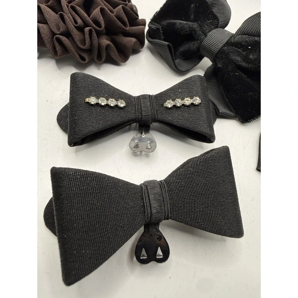 Lot of 10 Vintage Black Bows Hair Clip Barrettes Shoe Clip